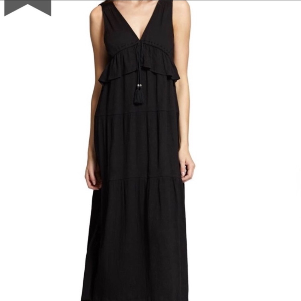 SANCTUARY DELPHINA TIERED BLACK MAXI DRESS - Picture 3 of 15